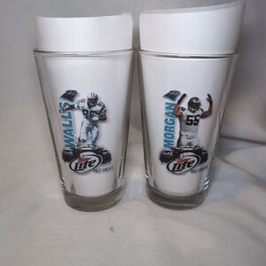 Rare Walls & Dan Morgan Carolina Panthers Gridiron Greatness Miller Lite Glass